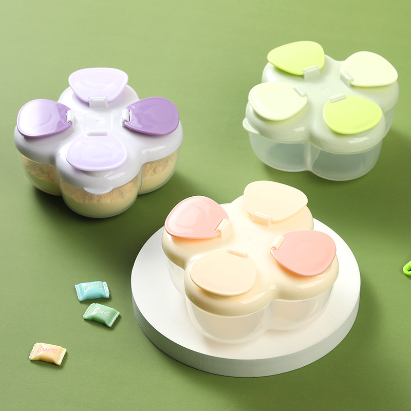 Baby Food Category - Portable Clover 4-Compartment Formula Canister, One-Touch