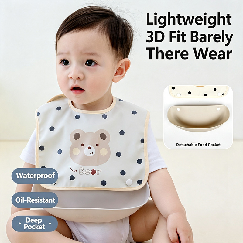 Baby Detachable Feeding Bib Wa - Baby Food Apron ulasan dan harga