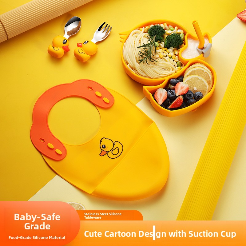 Yellow Duck Silicone Stainless - Baby Food Apron ulasan dan harga
