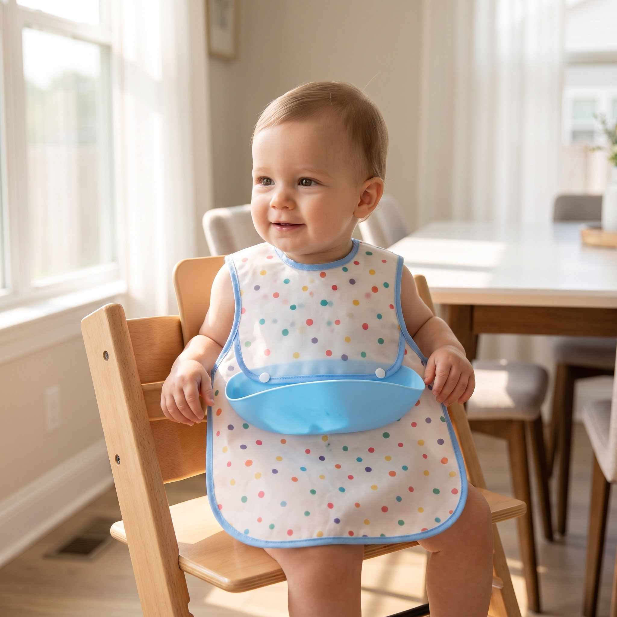 Toddler Bib with Pocket Waterp - Baby Food Apron ulasan dan harga