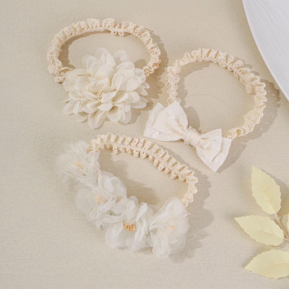 Cream White Lace Flower Bow Ba - Baby Food Jelly ulasan dan harga